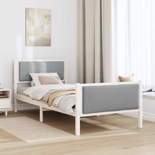 vidaXL Bed Frame with Headboard Light Grey 100 x 200 cm Fabric