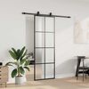 vidaXL Sliding Door with Hardware Set Black 76x205 cm ESG Glass