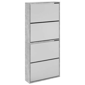vidaXL Shoe Cabinet with Mirror 4-Layer Concrete Grey 63x17x134 cm