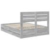 vidaXL Bed Frame with Drawer Grey Sonoma 150 x 200 cm Engineer Wood