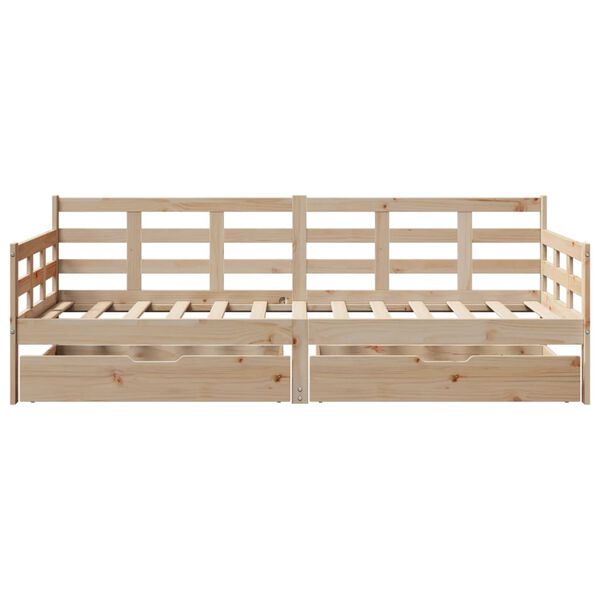 vidaXL Daybed with Drawers without Mattress 90x200 cm Solid Wood