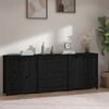 vidaXL Sideboard Black 210x35x80 cm Solid Wood Pine