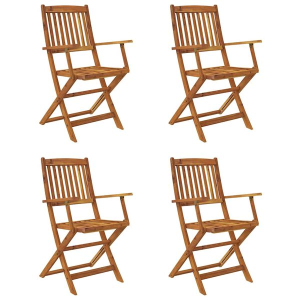 vidaXL 5 Piece Folding Outdoor Dining Set Solid Acacia Wood