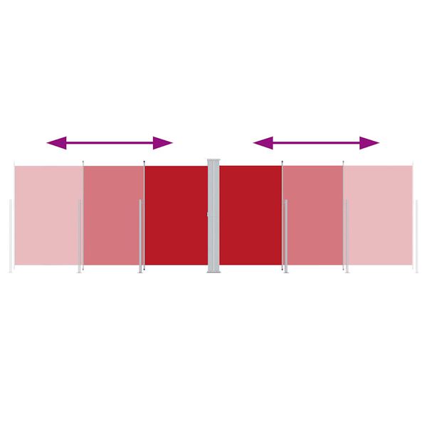 vidaXL Retractable Side Awning Red 200x600 cm