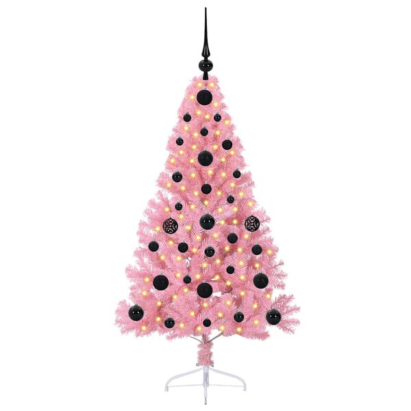 vidaXL Artificial Pre-lit Christmas Tree with 150 LEDs Pink 120 cm PVC