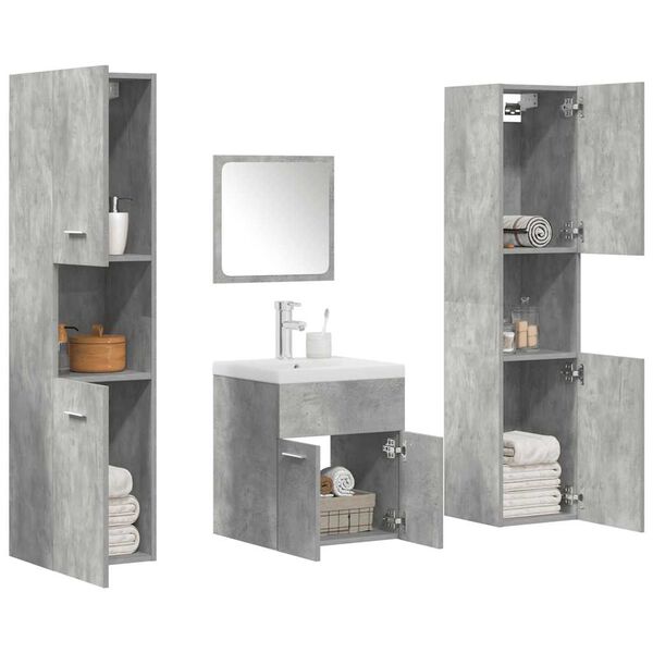 vidaXL 5 Piece Bathroom Furniture Set Concrete Grey Engineered Wood