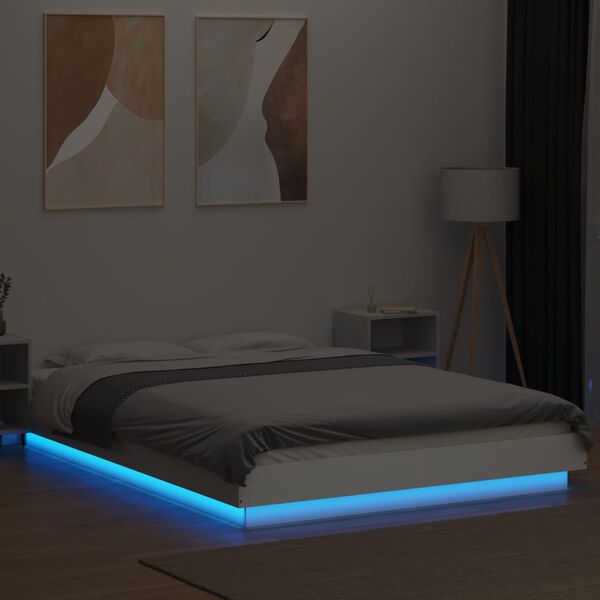 vidaXL Bed Frame with LED Lights without Mattress White 140x200cm