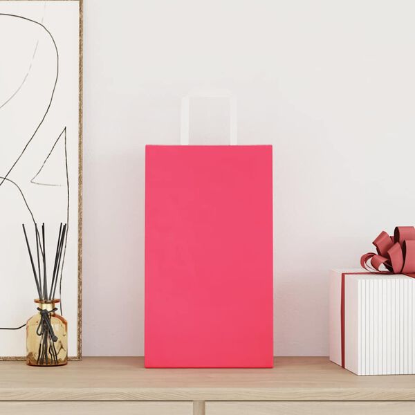 vidaXL Paper Bags 50 pcs with Handles Pink 21x11x36 cm