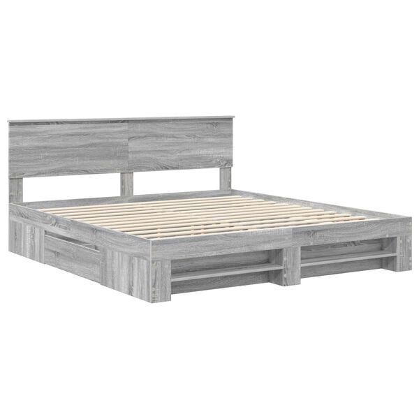 vidaXL Bed Frame Grey Sonoma 180 x 200 cm Engineered Wood