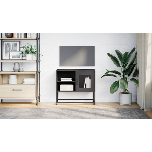 vidaXL TV Cabinet Black 68x39x60.5 cm Steel