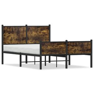 vidaXL Metal Bed Frame without Mattress Smoked Oak 120x200 cm