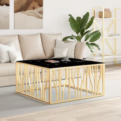 vidaXL Coffee Table Gold 100x100x50 cm Stainless Steel and Glass