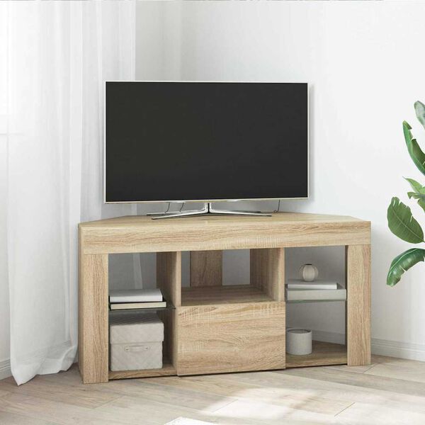 vidaXL Corner LED TV Cabinet Wall-mounted Sonoma Oak 102 x 40 x 50 cm