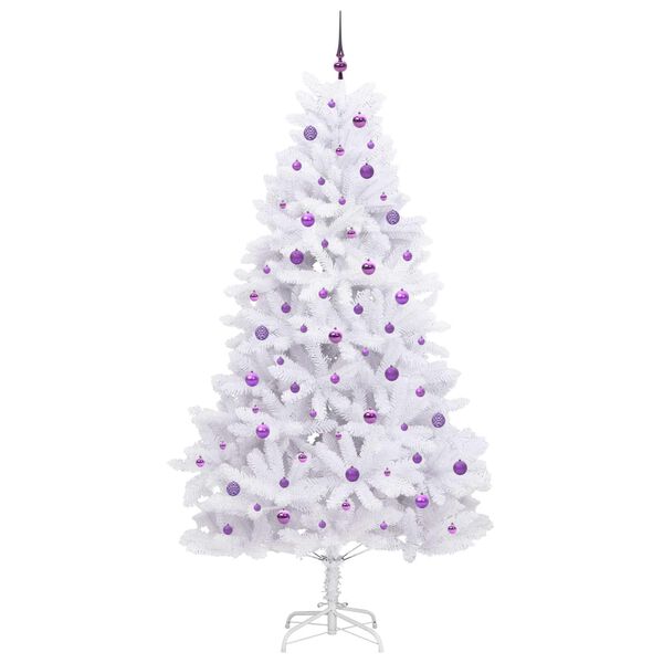 vidaXL Artificial Hinged Christmas Tree White 240 cm PVC and Steel