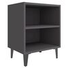 vidaXL Bed Cabinets with Metal Legs 2 pcs Grey 40x30x50 cm