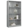 vidaXL 4-Tier Book Cabinet Grey Sonoma 80x24x142 cm Engineered Wood