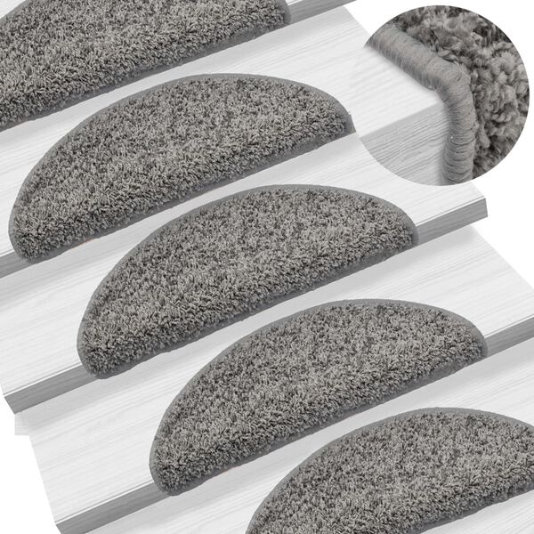vidaXL Stair Mats 10 pcs 56x17x3 cm Grey Half Round