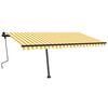 vidaXL Freestanding Manual Retractable Awning 450x300 cm Yellow/White
