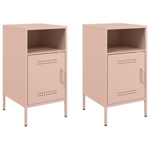 vidaXL Bedside Cabinet | Set of 2 | Pink | Cold-rolled steel | Standard