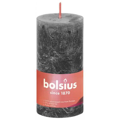 Bolsius Rustic Pillar Candles Shine 8 pcs 100x50 mm Stormy Grey