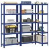 vidaXL 5-Layer Storage Shelves 3 pcs Blue Steel&Engineered Wood