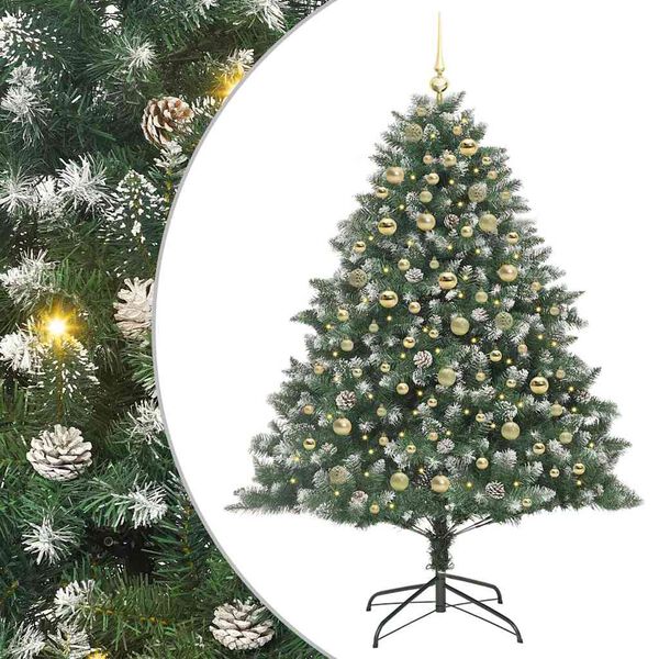 vidaXL Artificial Christmas Tree with 300 LEDs with Stand Green 180 cm