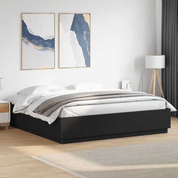 vidaXL Bed Frame without Mattress Black 180x200 cm Super King