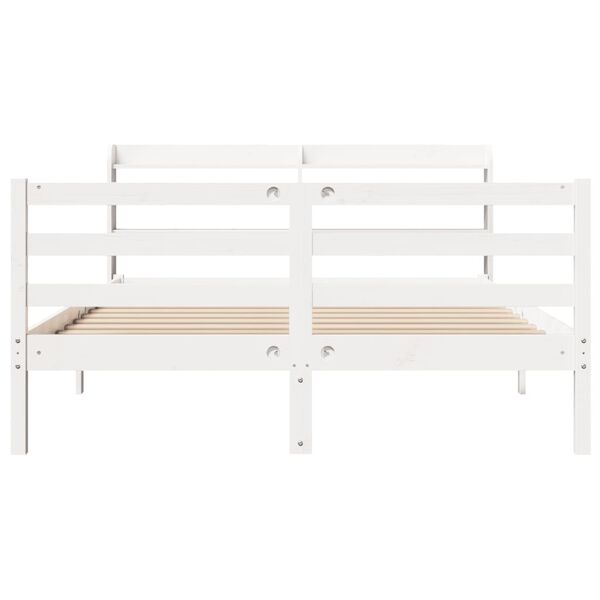 vidaXL Bed Frame with Headboard without Mattress White 150x200 cm King Size
