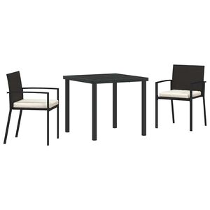 vidaXL Garden Dining Set 3 pcs Black Powder-Coated Steel