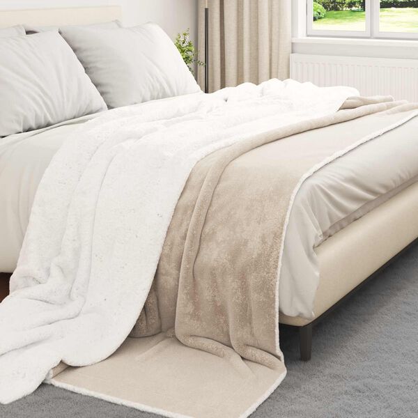 vidaXL Throw Blanket Beige 220 x 240 cm Fleece