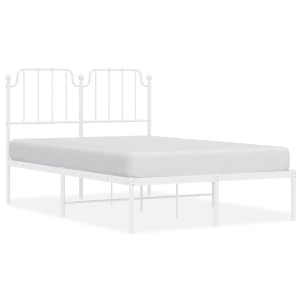 vidaXL Metal Bed Frame without Mattress with Headboard White 120x190cm