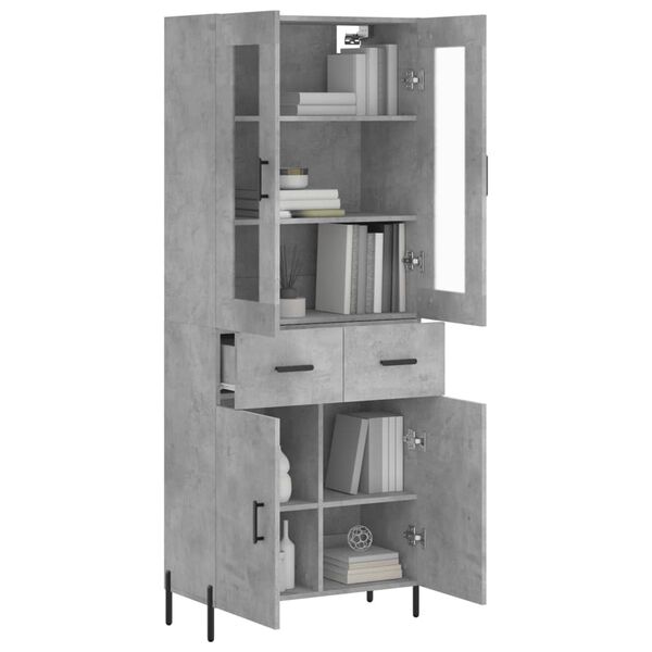 vidaXL Highboard Concrete Grey 69.5x34x180 cm Engineered Wood