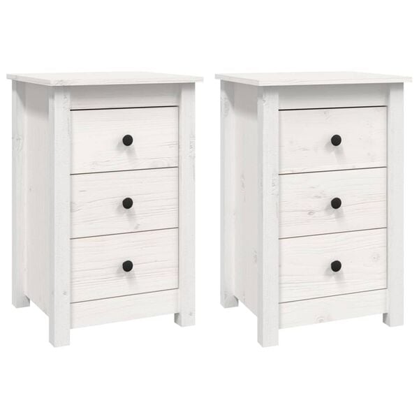 vidaXL Bedside Cabinets 2 pcs White 40x35x61.5 cm Solid Wood Pine