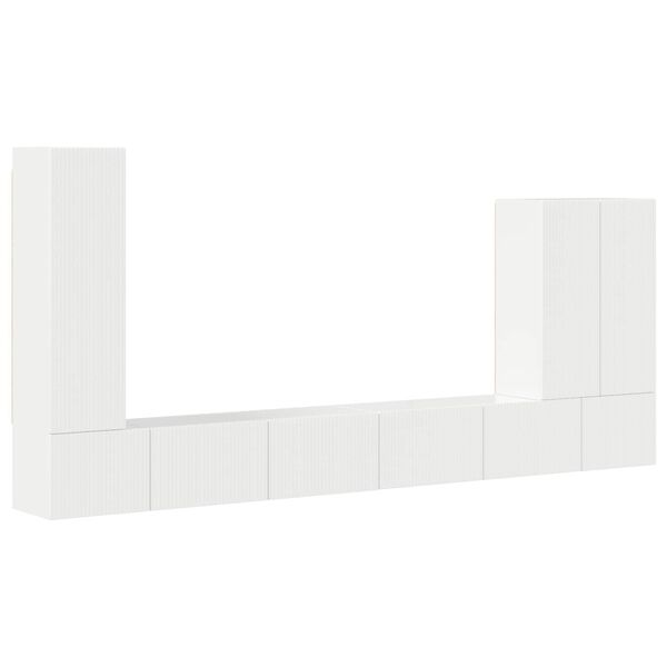 vidaXL TV Wall Cabinet Set Wall-mounted 6 pcs High Gloss White