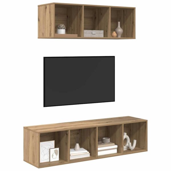 vidaXL TV Cabinet Set Wall-mounted 2 pcs Artisan Oak Engineered Wood