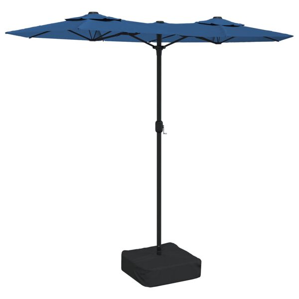 vidaXL Double-Head Garden Parasol Azure Blue 316x145 cm