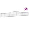vidaXL Arched Gabion Baskets 9 pcs 400x30x40/60 cm Galvanised Iron