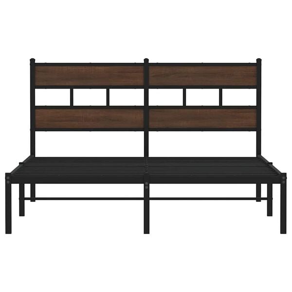 vidaXL Bed Frame without Mattress with Headboard Brown Oak 140x200 cm