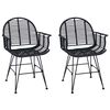 vidaXL Dining Chair 2 pcs Rattan and Iron Black 57 x 55 x 85 cm
