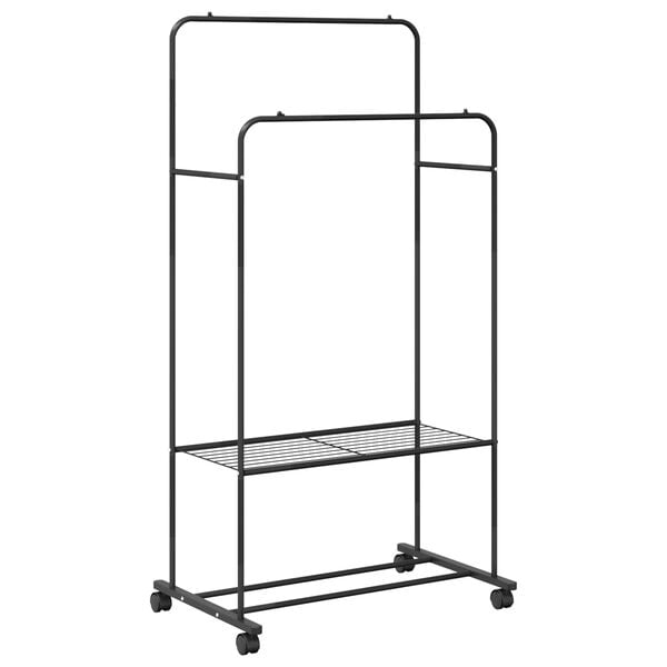 vidaXL Clothes Rack with Shelf with Wheel Black 80 x 53 x 156 cm