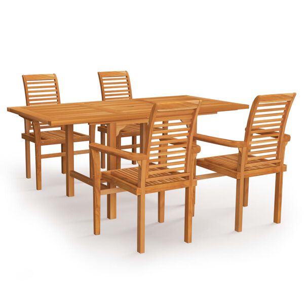 vidaXL 5 Piece Garden Dining Set Solid Teak Wood
