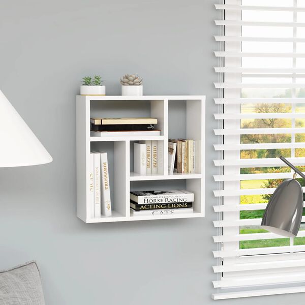 vidaXL Wall Shelf High Gloss White 45.1x16x45.1 cm Engineered Wood