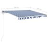 vidaXL Manual Retractable Awning with Posts 3.5x2.5 m Blue and White
