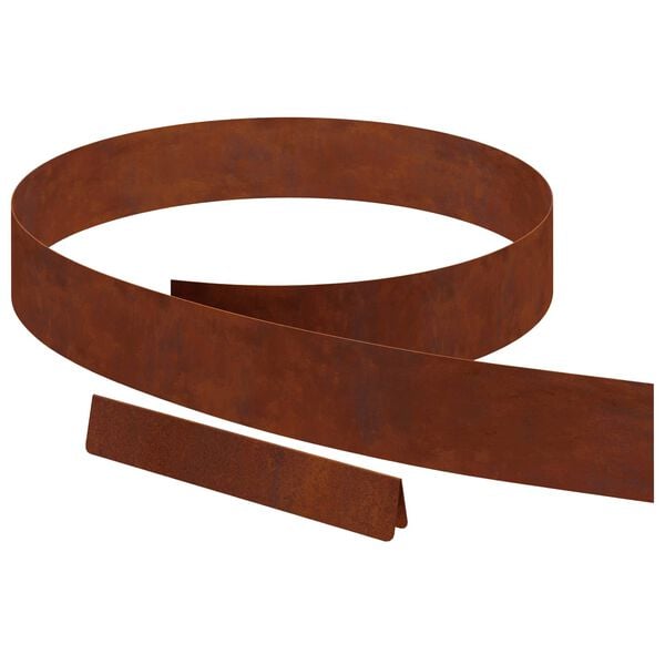 vidaXL Lawn Edging 4 pcs Rusty 450 x 0.05 x 10 cm Weathering Steel