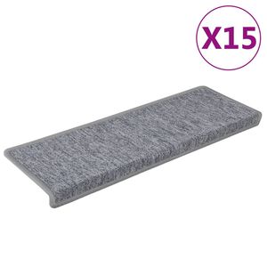vidaXL Stair Mats 15 pcs 65x21x4 cm Light Grey Rectangular Edge