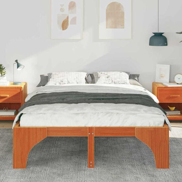 vidaXL Bed Frame Brown 150 x 200 cm Solid Pine Wood