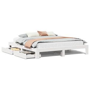 vidaXL Bed Frame without Mattress White 200x200 cm Solid Wood Pine