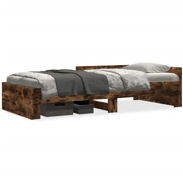 vidaXL Bed Frame without Mattress Smoked Oak 75x190 cm Small Single Engineered Wood