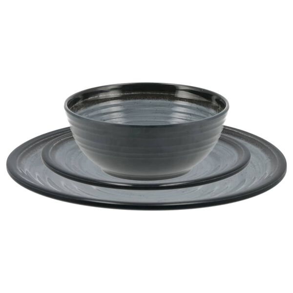 Travellife 12 Piece Luxury Dinnerware Set J&aacute;vea Dark Grey