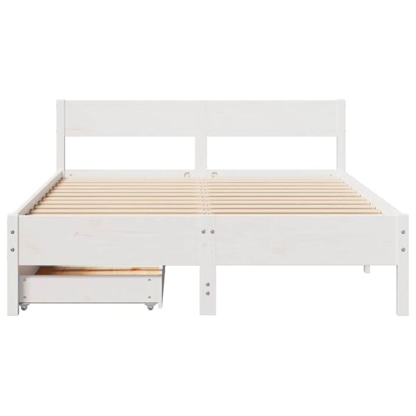 vidaXL Bed Frame without Mattress White 140x190 cm Solid Wood Pine